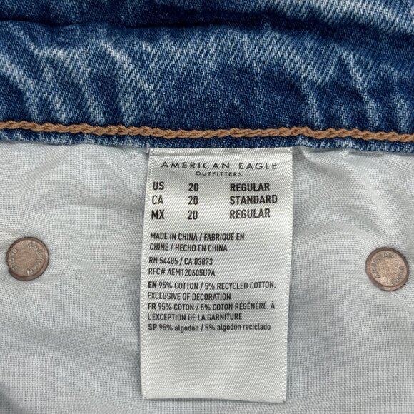 AE Dreamy Drape Super High-Rise Ultra Wide-Leg Jeans Distressed 5 Pocket Sz 20 - Picture 4 of 13